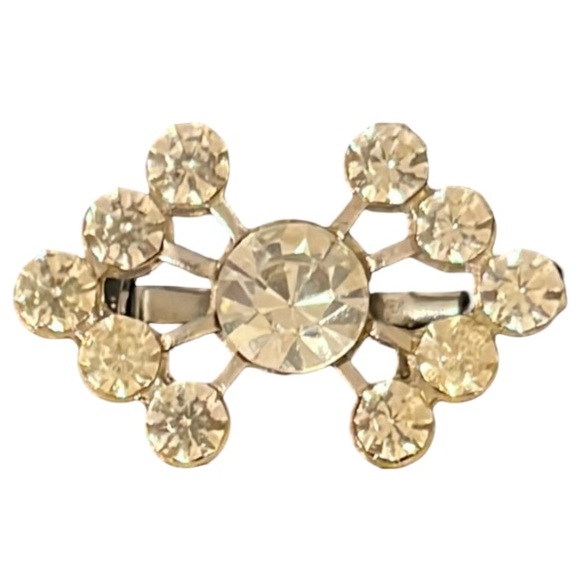 Vintage Art Deco Crystal Rhinestone Silver Plated Star Burst Mini Brooch - Picture 1 of 3